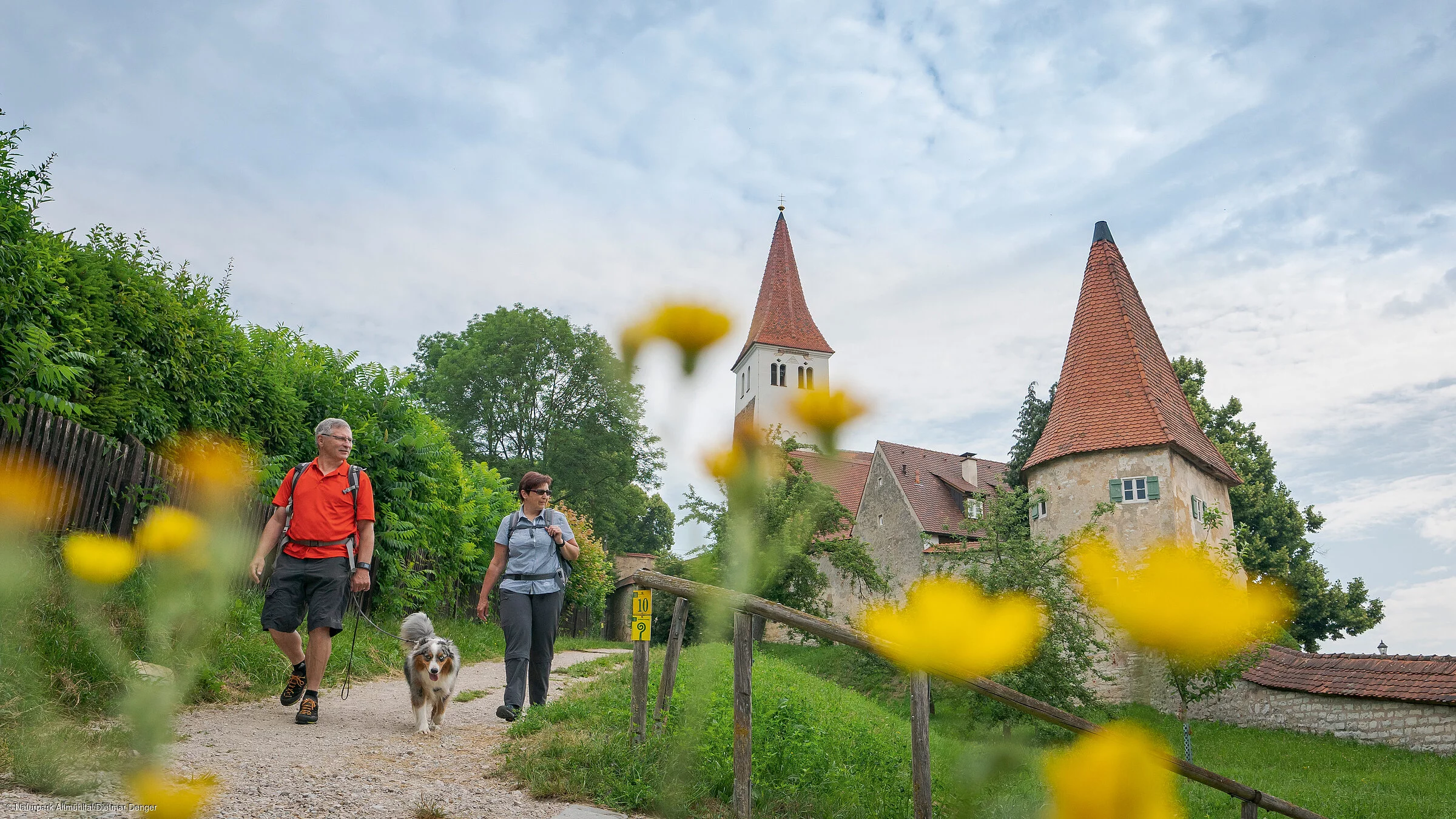Wanderer mit Hund (Naturpark Altmühltal) Wanderer mit Hund