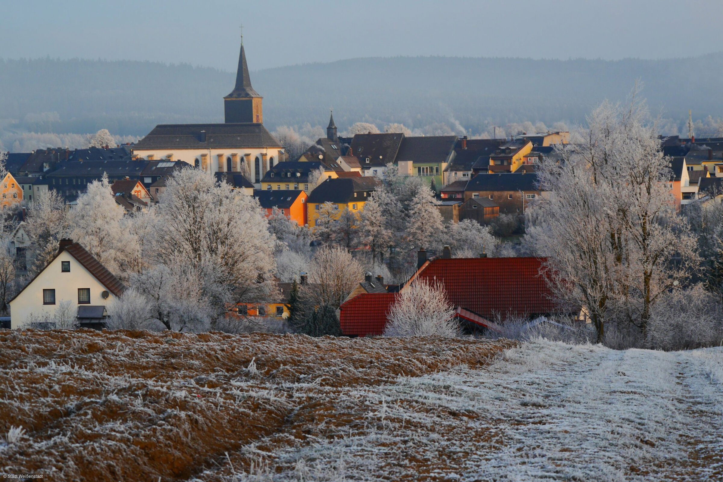 Blick auf Weißenstadt im Winter