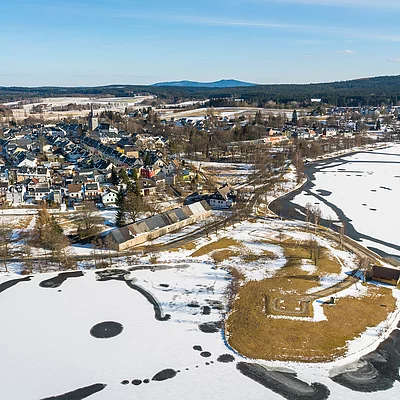 Blick auf Weißenstadt im Winter