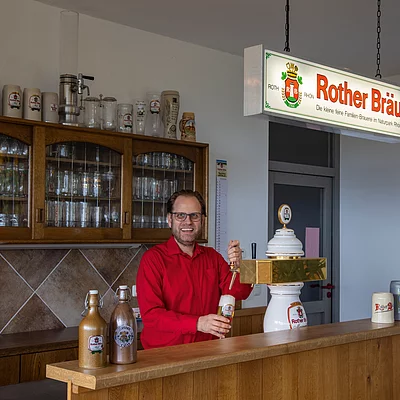 Owner Xaver Weydringer of Rother Bräu brewery, Hausen Roth, Rhön, Franconia, Bavaria, Germany