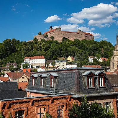 Stadtimpressionen Kulmbach mit Blick auf Plassenburg (Kulmbach, Frankenwald)