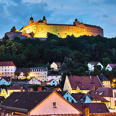 Blick über die Stadt zur Plassenburg (Kulmbach/Frankenwald)