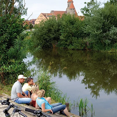 Fahrrad-Rast an der Altmühl bei Gunzenhausen
