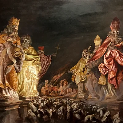 Gemälde „Zum 16. März 1945” von Wolfgang Lenz im Museum im Kulturspeicher (Würzburg, Fränkisches Weinland)