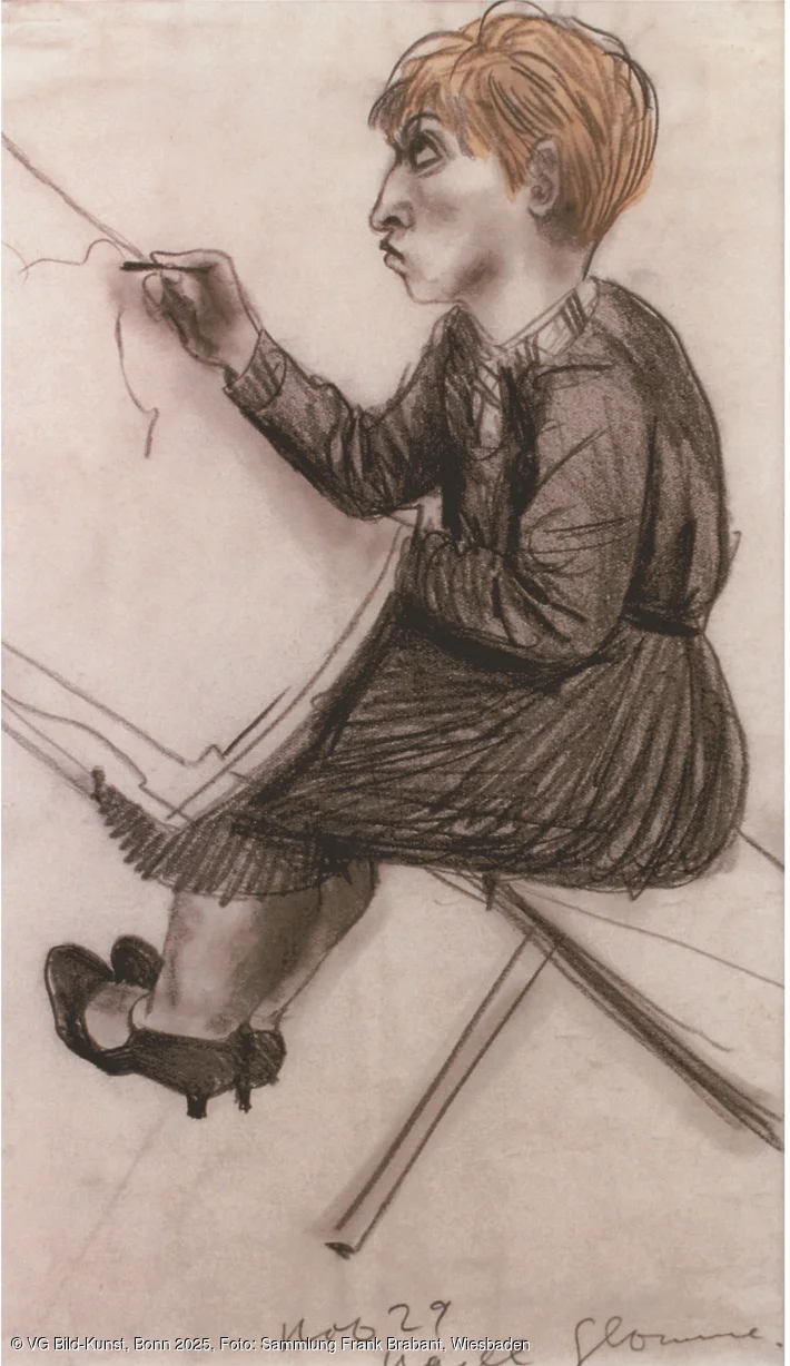 Ausstellung im KirchnerHaus Museum Hanna Nagel, Glomme, 1929, Bleistift, teilkoloriert auf Papier, Sammlung Frank Brabant