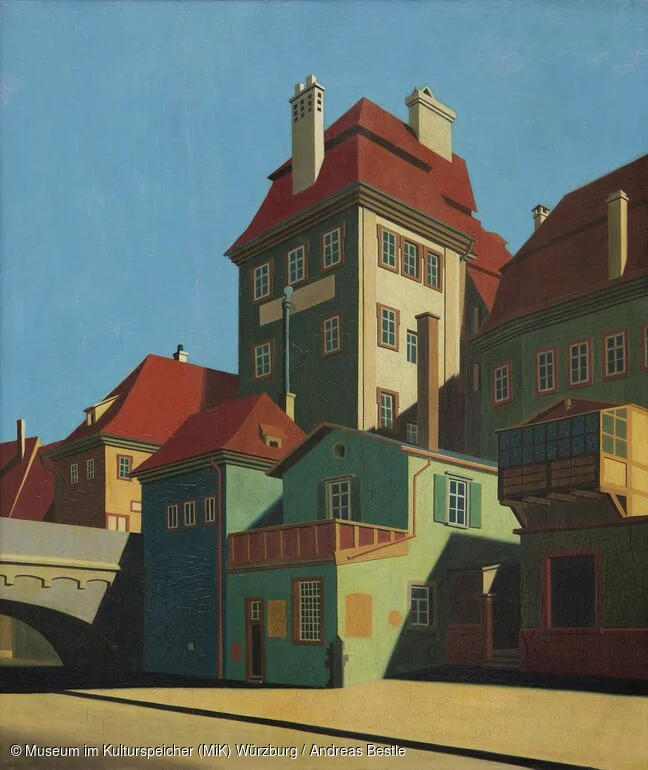 Ausschnitt aus Carl Grossberg, „Brückenkopf an der Alten Mainbrücke“, 1928